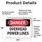 Signmission Overhead Power Lines Danger Sign, Vinyl Decal, 24in W x 18in L, 2PK OS-2PACK-DS-D-1824-L-1682 - alternate 5